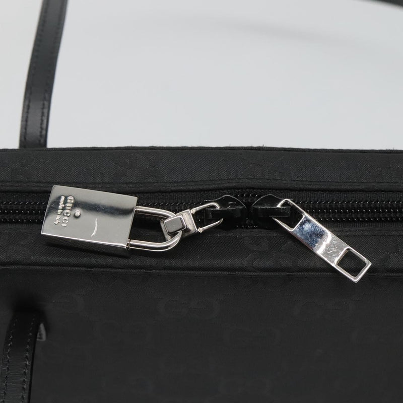 GUCCI GG Canvas Shoulder Bag Black Silver Auth yk17955