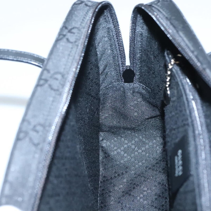 GUCCI GG Canvas Shoulder Bag Black Silver Auth yk17955