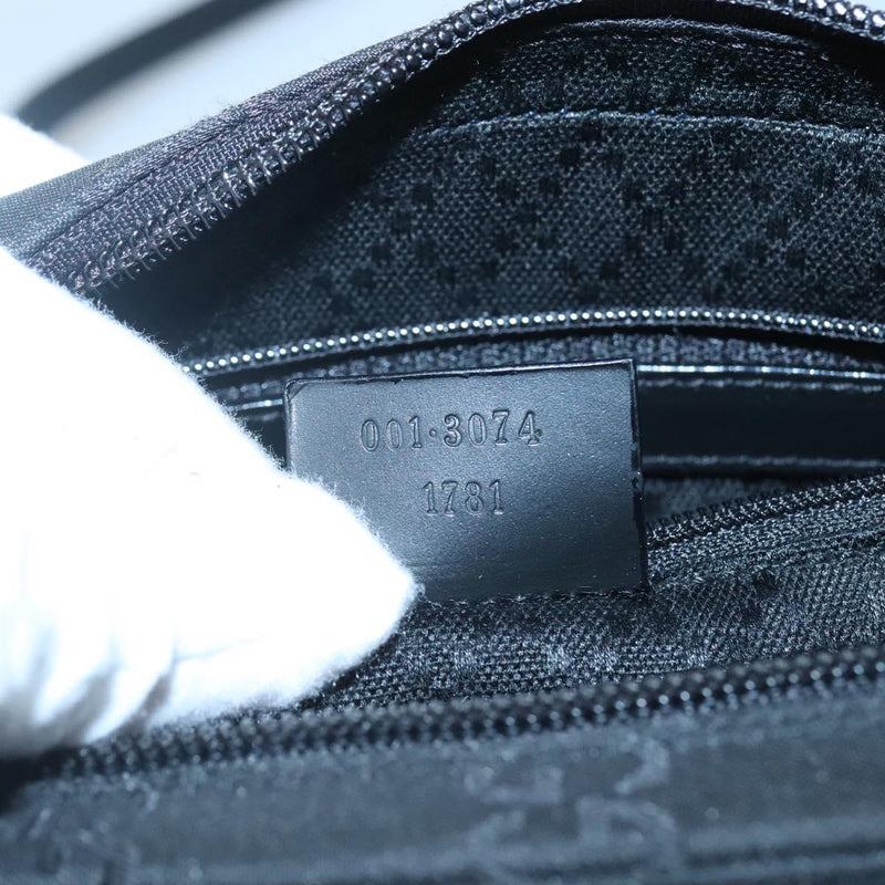 GUCCI GG Canvas Shoulder Bag Black Silver Auth yk17955