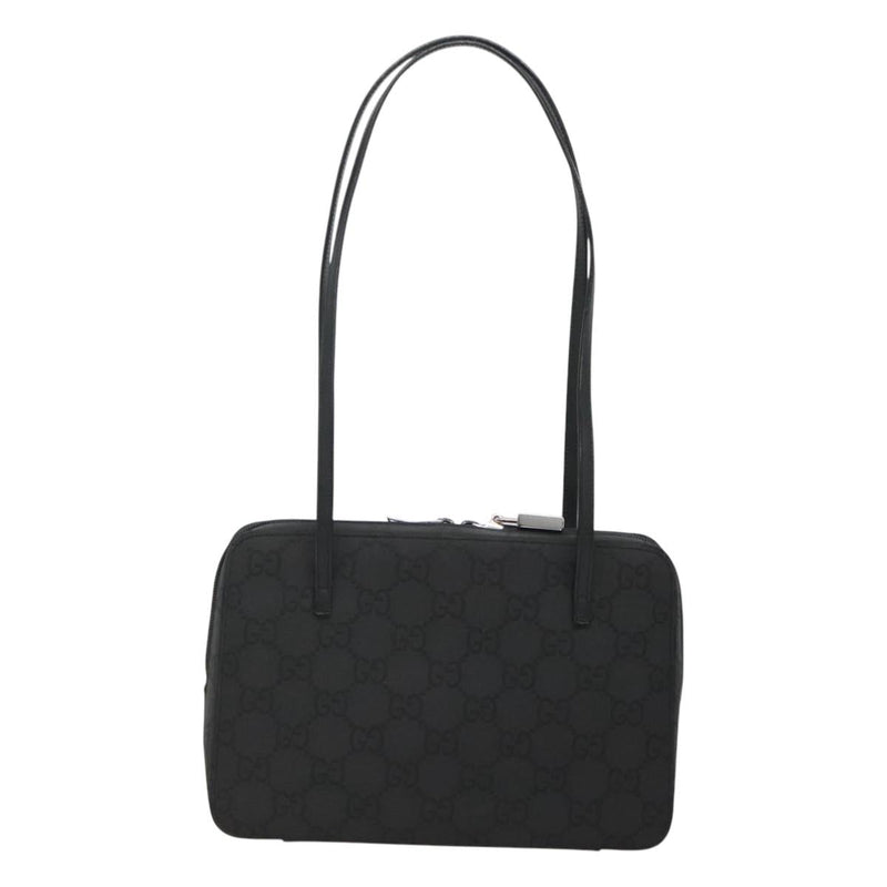 GUCCI GG Canvas Shoulder Bag Black Silver Auth yk17955