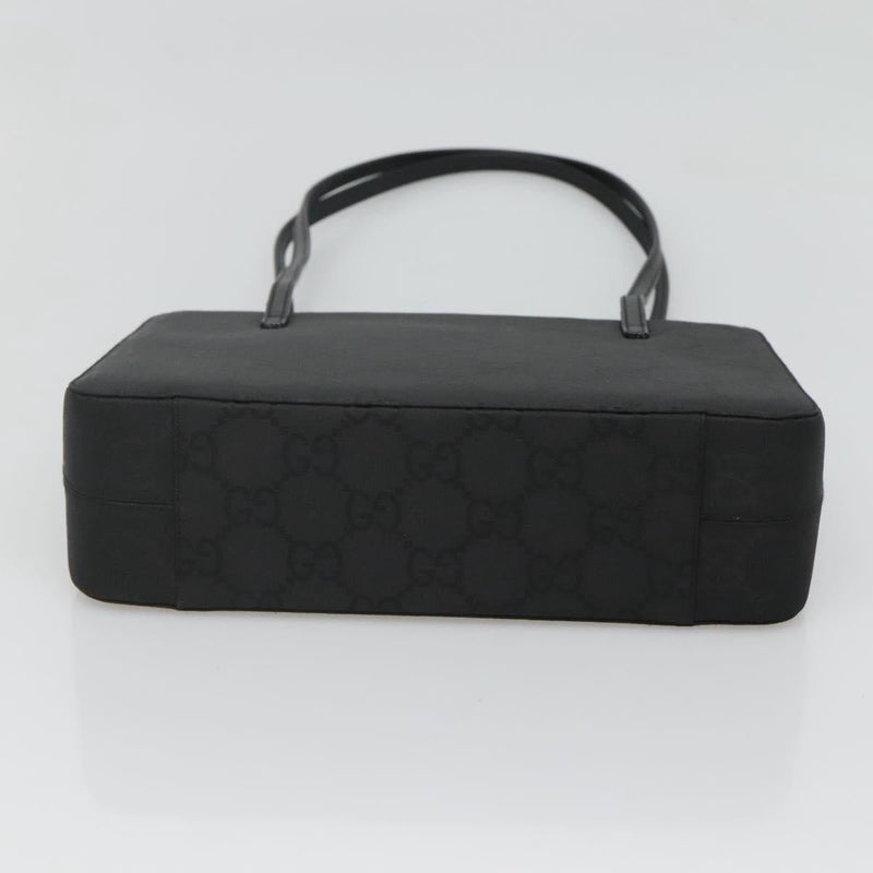 GUCCI GG Canvas Shoulder Bag Black Silver Auth yk17955