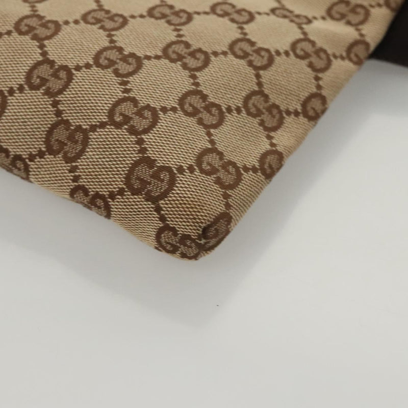 GUCCI GG Canvas Waist Bag Beige Silver 28566 Auth yk17956