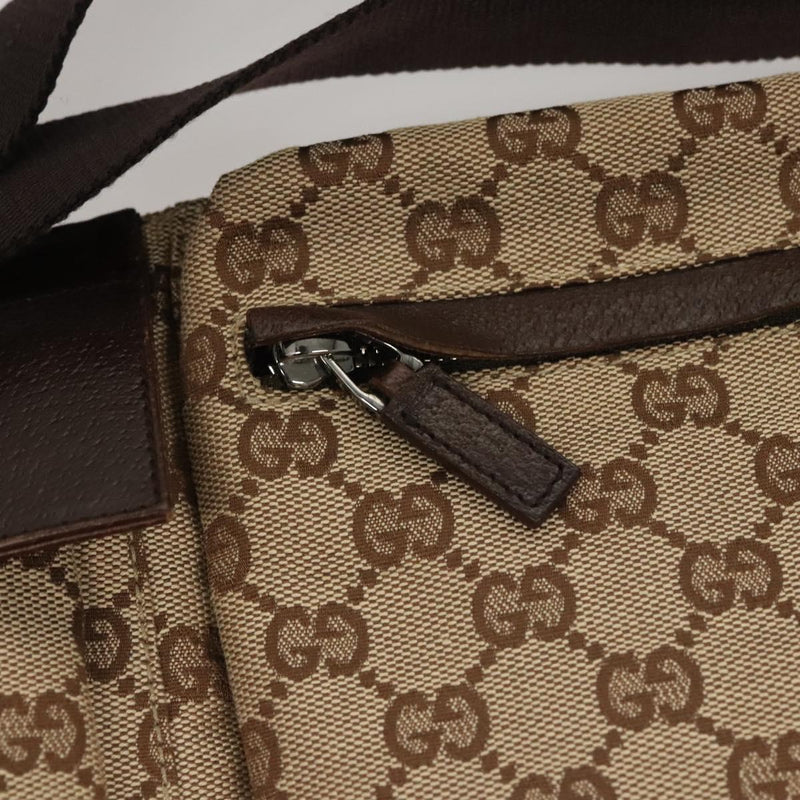 GUCCI GG Canvas Waist Bag Beige Silver 28566 Auth yk17956