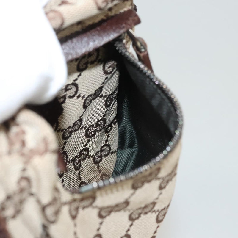 GUCCI GG Canvas Waist Bag Beige Silver 28566 Auth yk17956