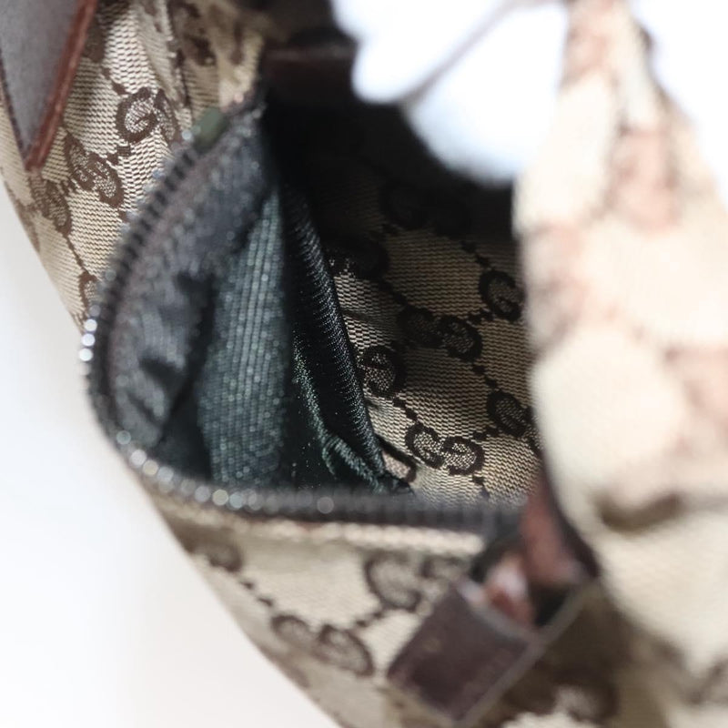 GUCCI GG Canvas Waist Bag Beige Silver 28566 Auth yk17956