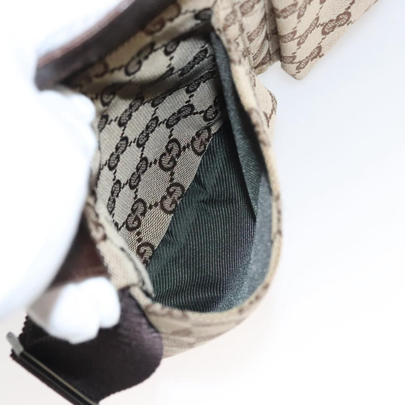 GUCCI GG Canvas Waist Bag Beige Silver 28566 Auth yk17956