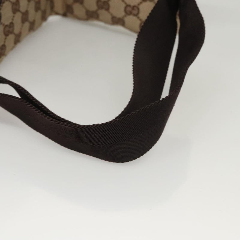 GUCCI GG Canvas Waist Bag Beige Silver 28566 Auth yk17956