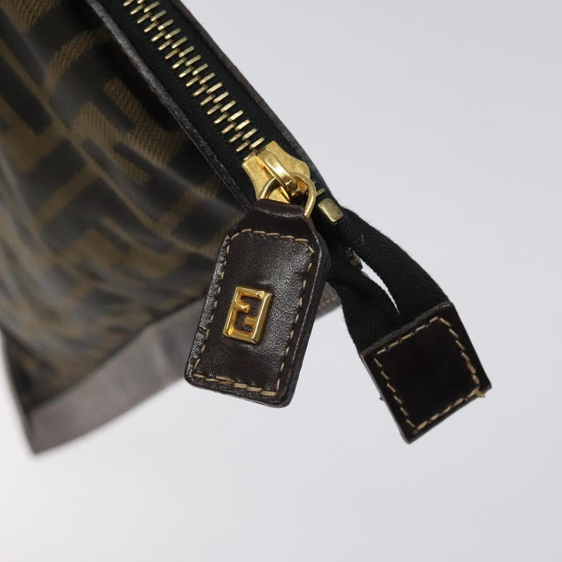 FENDI Zucca Canvas Clutch Bag Brown Black gold Auth yk17958