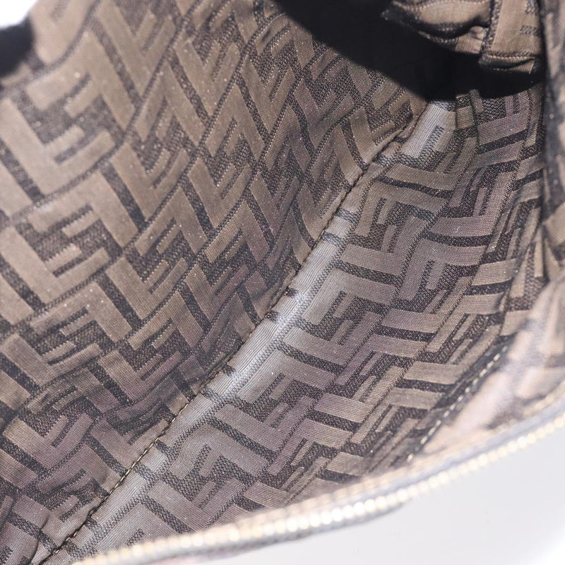 FENDI Zucca Canvas Clutch Bag Brown Black gold Auth yk17958