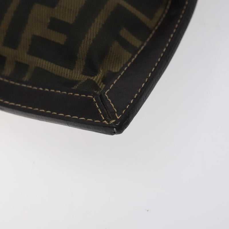 FENDI Zucca Canvas Clutch Bag Brown Black gold Auth yk17958