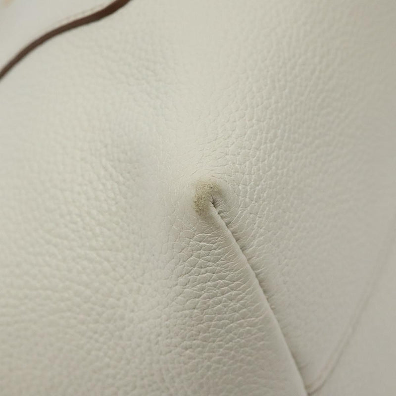 PRADA Tote Bag Leather White Gold Auth yk17963