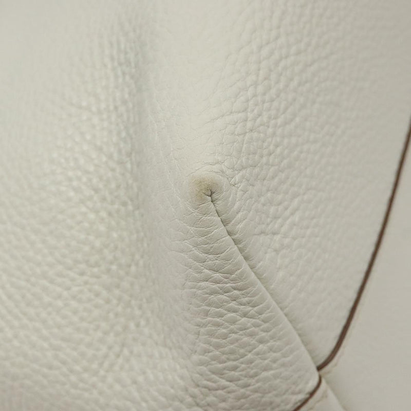 PRADA Tote Bag Leather White Gold Auth yk17963