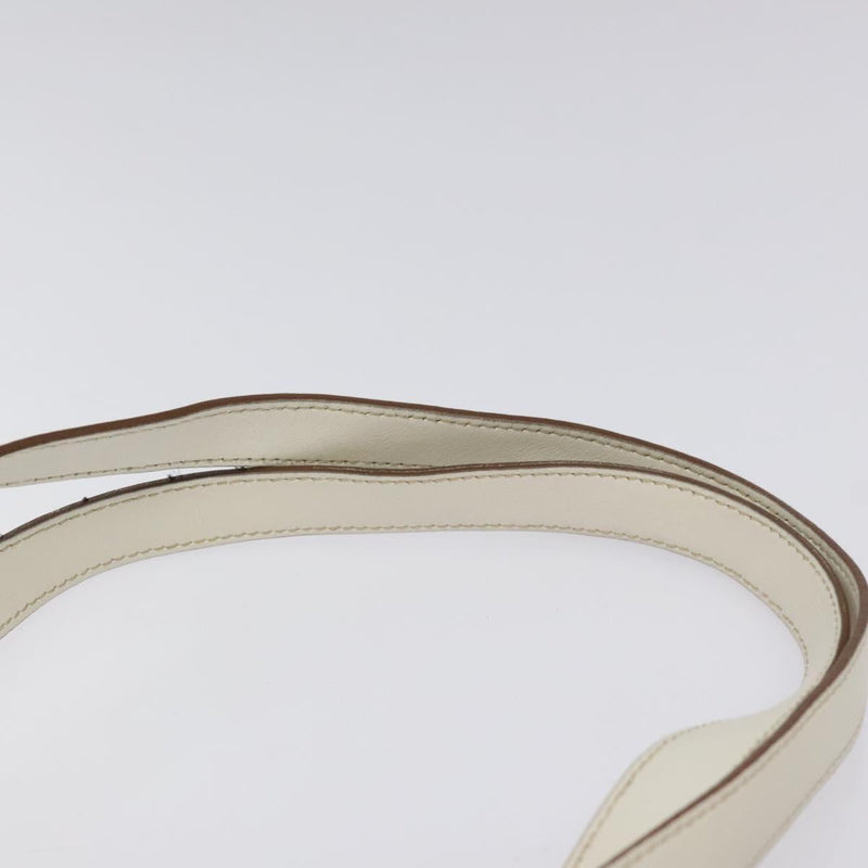 PRADA Tote Bag Leather White Gold Auth yk17963