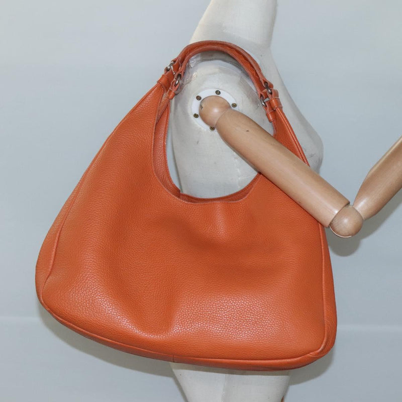 BOTTEGA VENETA Shoulder Bag Leather Orange 124864 Auth yk17994