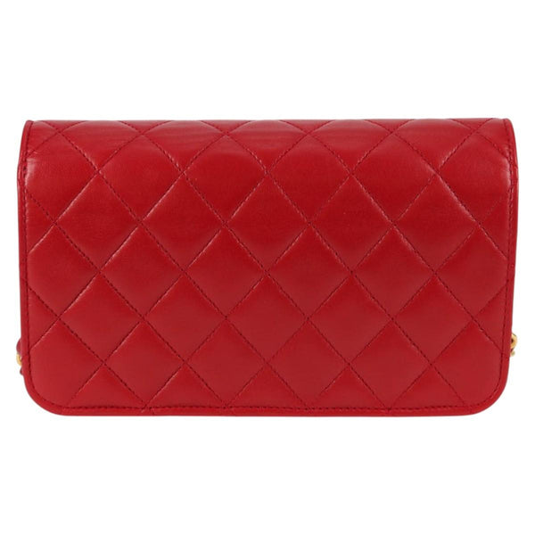CHANEL Matelasse Chain Shoulder Bag Lamb Skin Red Gold CC Auth yk18001