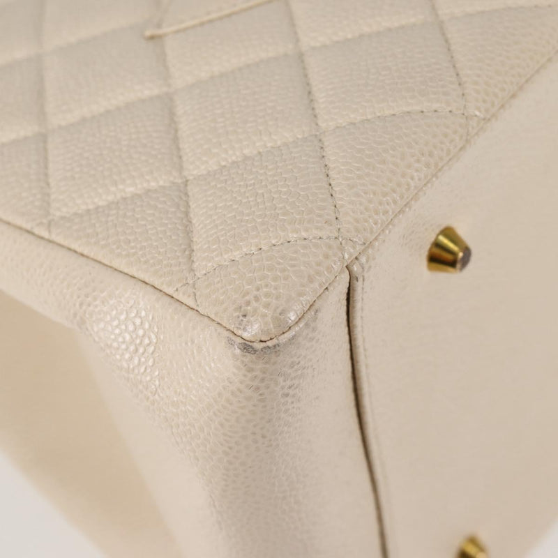 CHANEL Matelasse COCO Mark Chain Bag Caviar Skin Vanilla Gold CC Auth yk18012