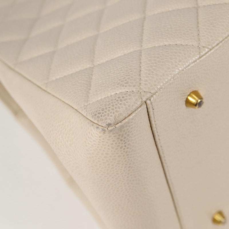 CHANEL Matelasse COCO Mark Chain Bag Caviar Skin Vanilla Gold CC Auth yk18012