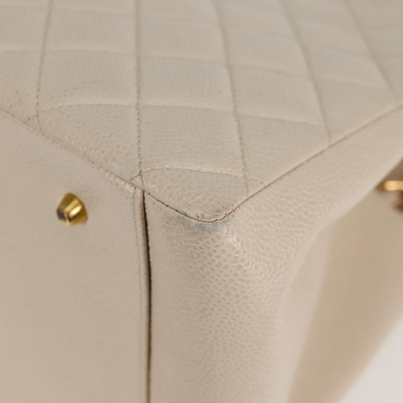 CHANEL Matelasse COCO Mark Chain Bag Caviar Skin Vanilla Gold CC Auth yk18012