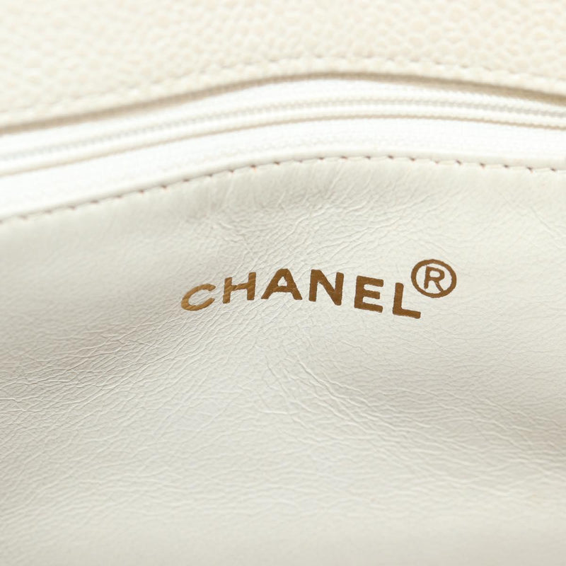 CHANEL Matelasse COCO Mark Chain Bag Caviar Skin Vanilla Gold CC Auth yk18012