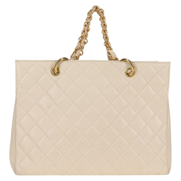 CHANEL Matelasse COCO Mark Chain Bag Caviar Skin Vanilla Gold CC Auth yk18012