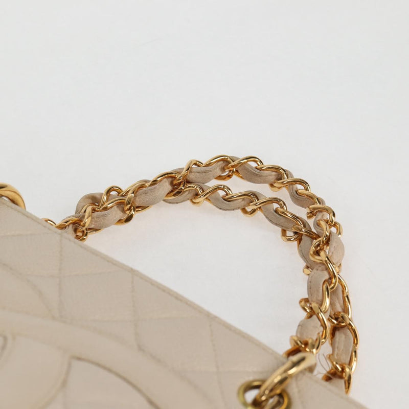 CHANEL Matelasse COCO Mark Chain Bag Caviar Skin Vanilla Gold CC Auth yk18012