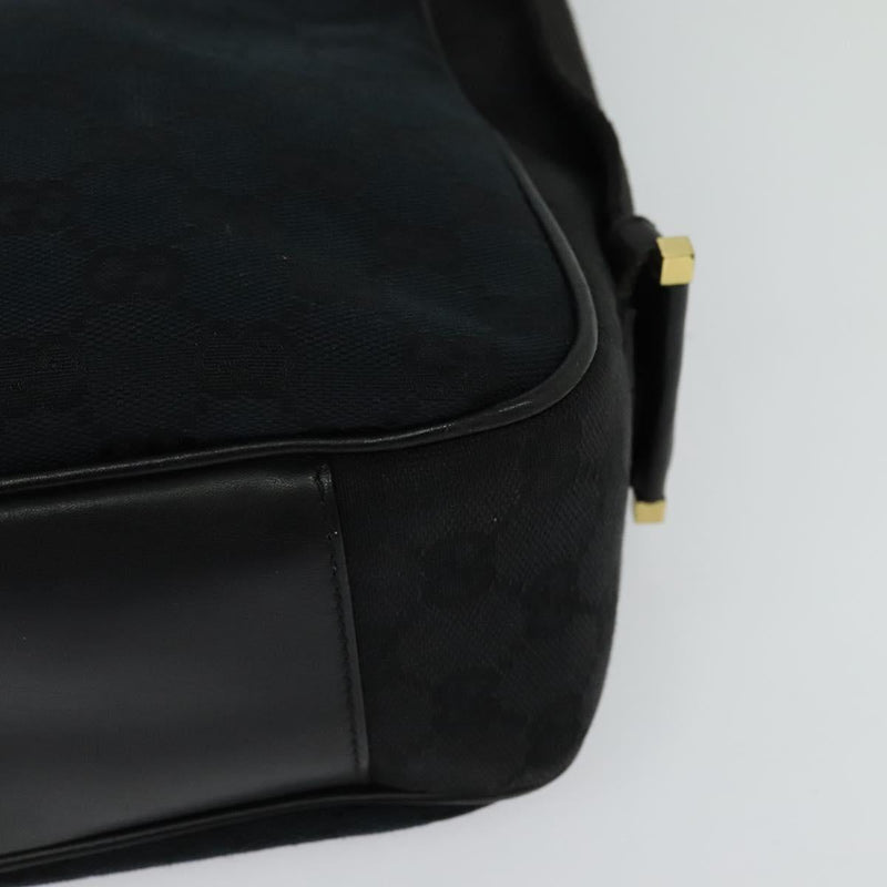 GUCCI GG Canvas Jackie Shoulder Bag Black Gold Auth yk18043