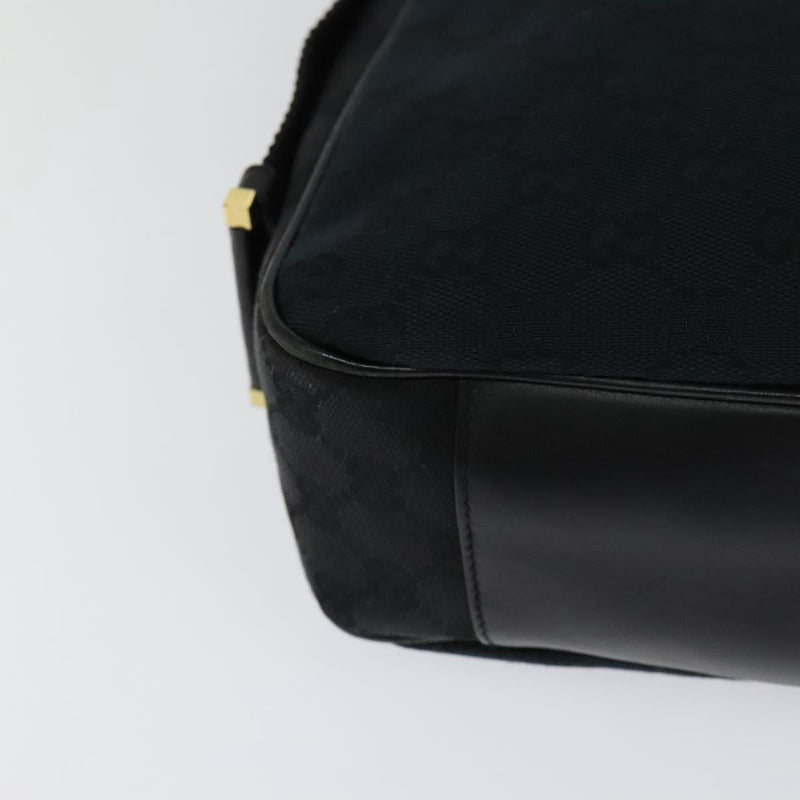 GUCCI GG Canvas Jackie Shoulder Bag Black Gold Auth yk18043