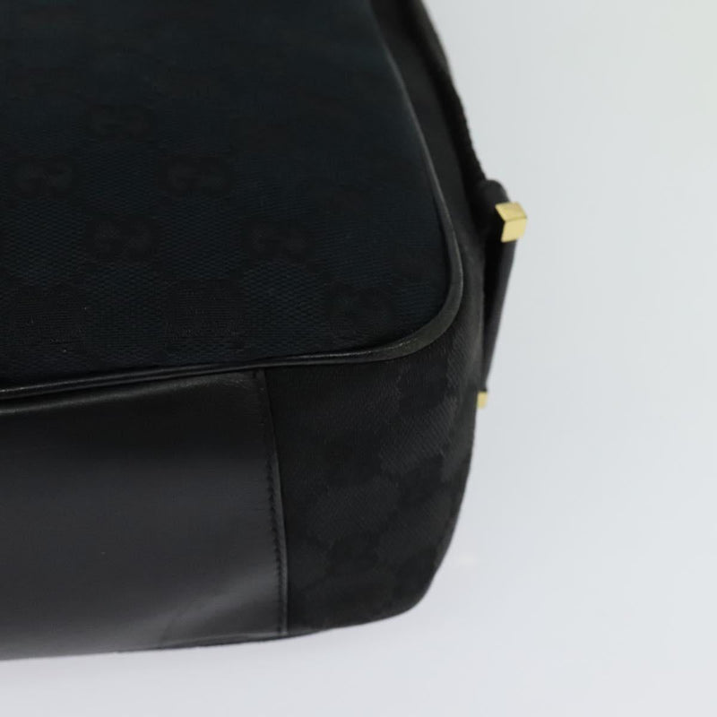 GUCCI GG Canvas Jackie Shoulder Bag Black Gold Auth yk18043