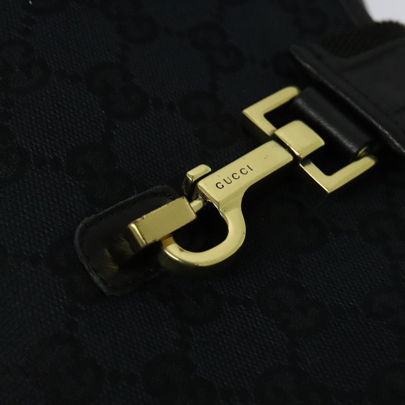 GUCCI GG Canvas Jackie Shoulder Bag Black Gold Auth yk18043