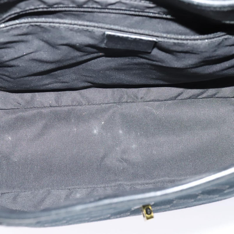 GUCCI GG Canvas Jackie Shoulder Bag Black Gold Auth yk18043