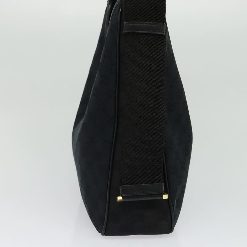 GUCCI GG Canvas Jackie Shoulder Bag Black Gold Auth yk18043