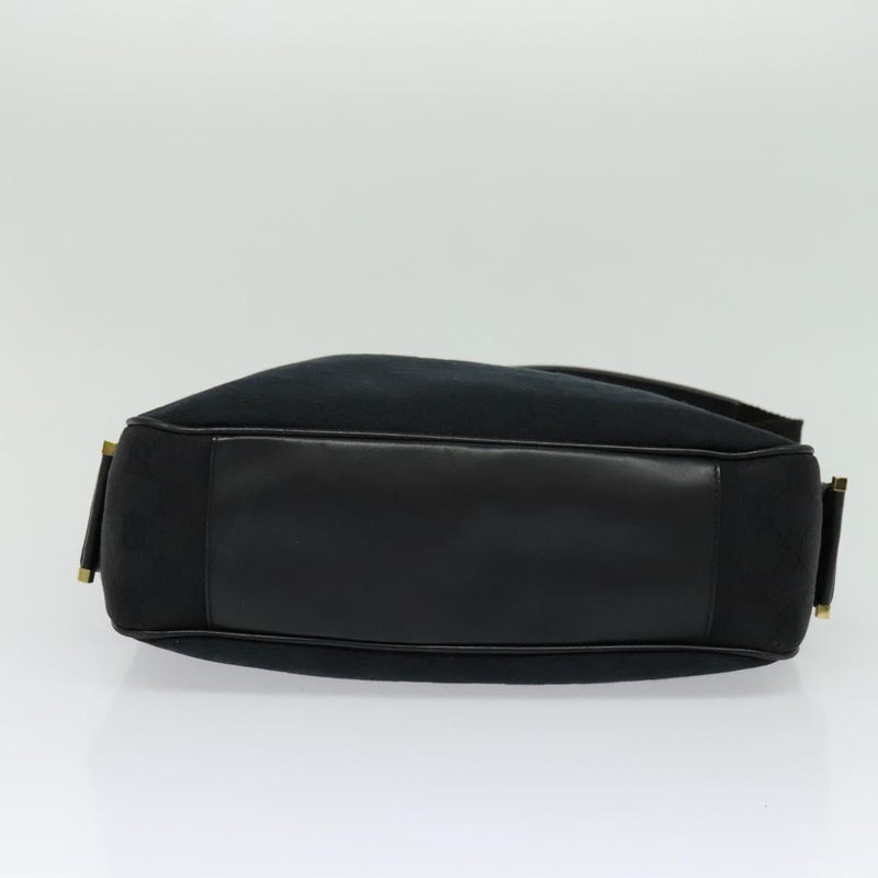GUCCI GG Canvas Jackie Shoulder Bag Black Gold Auth yk18043
