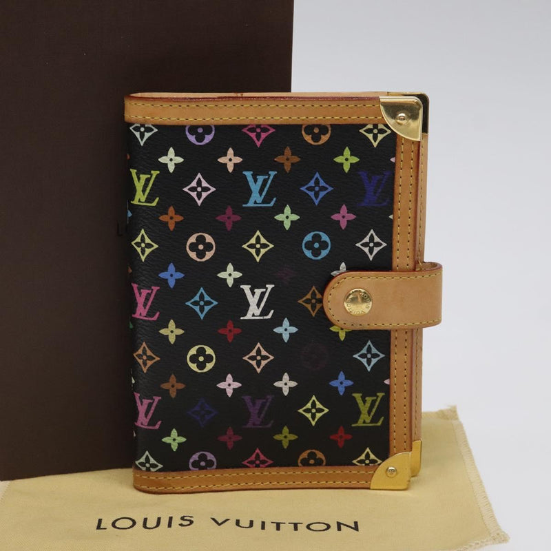 LOUIS VUITTON Multicolor Agenda PM Day Planner Cover Black R20895 Auth yk18051